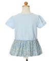 子供服 女の子 綿100％花柄切り替えリボン付きTシャツ ブルー(61) トルソー背面