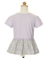 子供服 女の子 綿100％花柄切り替えリボン付きTシャツ パープル(91) トルソー背面