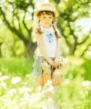 子供服 女の子 お花モチーフ＆ティーカップ刺繍フリル袖Tシャツ オフホワイト(11) モデル画像3