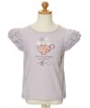 子供服 女の子 お花モチーフ＆ティーカップ刺繍フリル袖Tシャツ パープル(91) トルソー正面