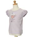 子供服 女の子 お花モチーフ＆ティーカップ刺繍フリル袖Tシャツ パープル(91) トルソー斜め
