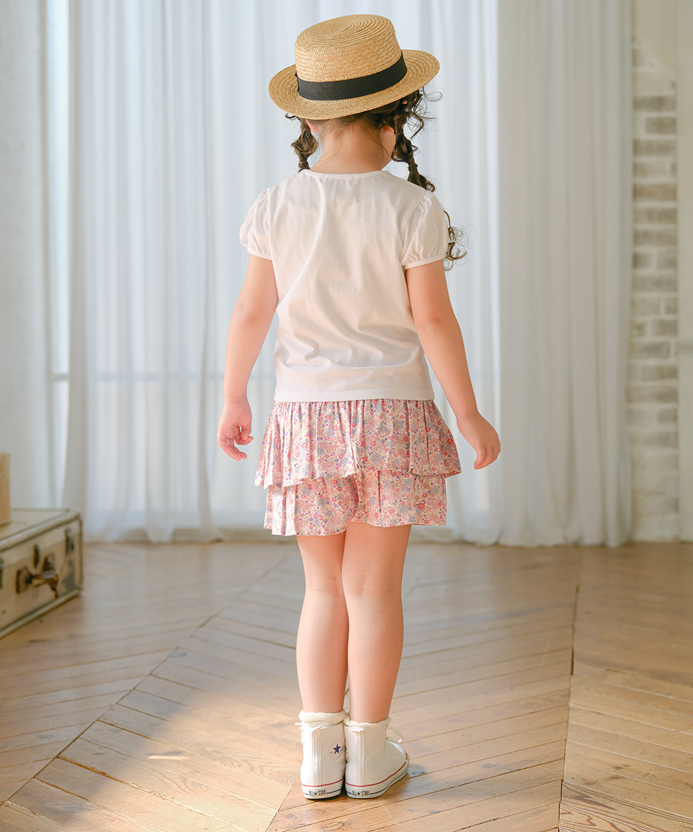 子供服 女の子 綿100％アクセサリー小物プリントTシャツ オフホワイト(11) モデル画像3