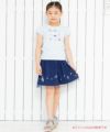 子供服 女の子 綿100％アクセサリー小物プリントTシャツ ブルー(61) モデル画像全身