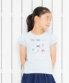 子供服 女の子 綿100％アクセサリー小物プリントTシャツ ブルー(61) モデル画像2