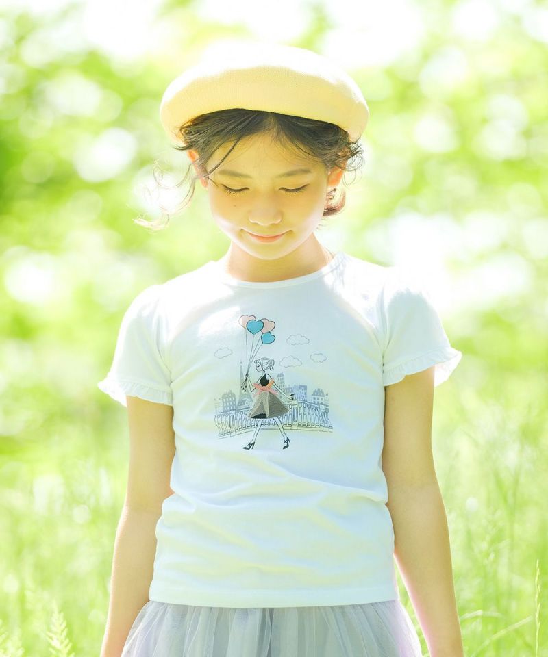 子供服 女の子 綿100％女の子＆風船プリントTシャツ