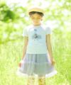 子供服 女の子 綿100％女の子＆風船プリントTシャツ オフホワイト(11) モデル画像アップ