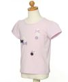 子供服 女の子 綿100％音符モチーフ＆リボン付きTシャツ ピンク(02) トルソー斜め