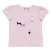 子供服 女の子 綿100％音符モチーフ＆リボン付きTシャツ ピンク(02) 正面