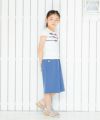 子供服 女の子 綿100％リボン付きフレアースリーブTシャツ オフホワイト(11) モデル画像4