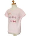 子供服 女の子 綿100％リボンモチーフフリル袖Tシャツ ピンク(02) トルソー斜め