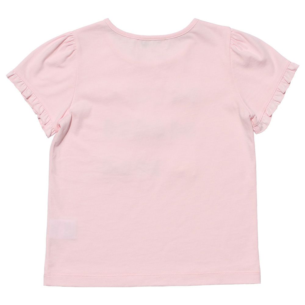 子供服 女の子 綿100％リボンモチーフフリル袖Tシャツ ピンク(02) 背面