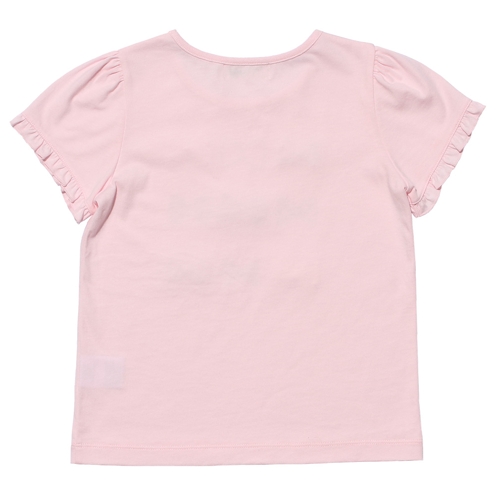 子供服 女の子 綿100％リボンモチーフフリル袖Tシャツ ピンク(02) 背面