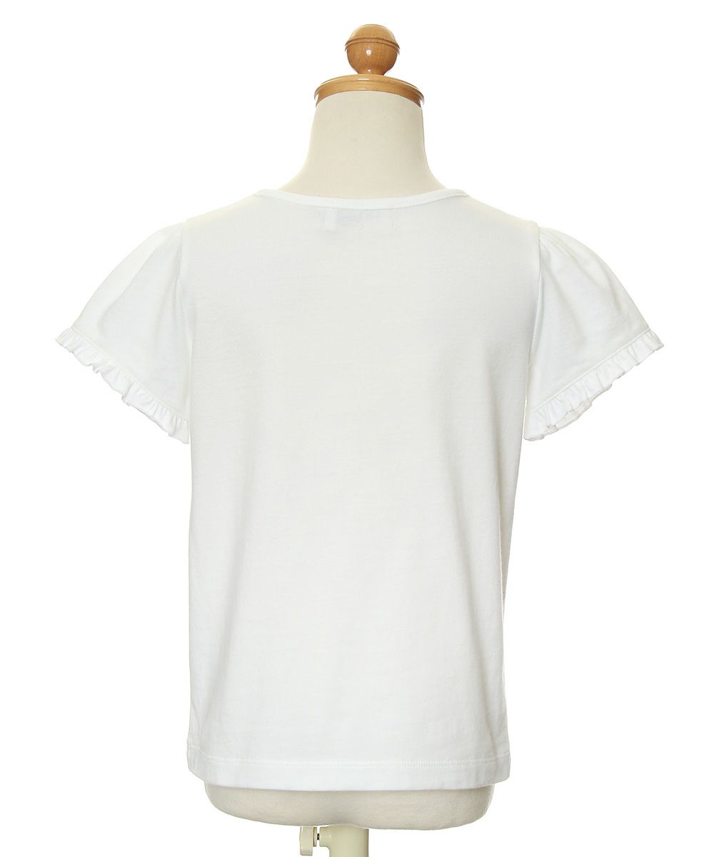 子供服 女の子 綿100％リボンモチーフフリル袖Tシャツ オフホワイト(11) トルソー背面