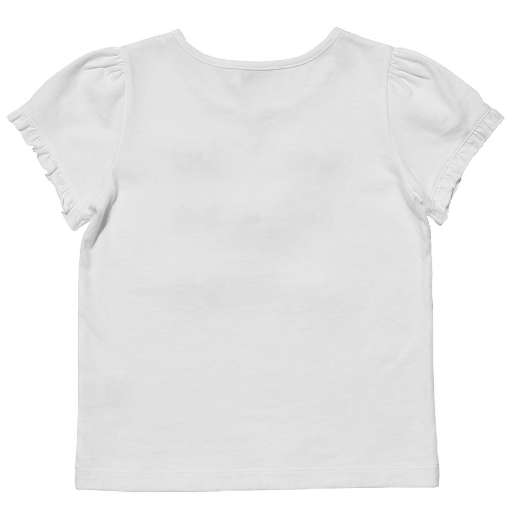 子供服 女の子 綿100％リボンモチーフフリル袖Tシャツ オフホワイト(11) 背面