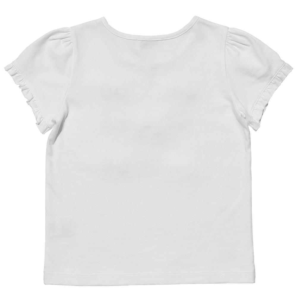 子供服 女の子 綿100％リボンモチーフフリル袖Tシャツ オフホワイト(11) 背面