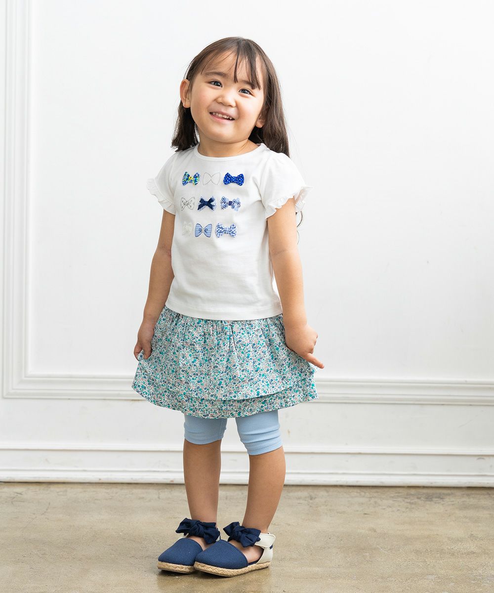 ベビーサイズ綿100％リボンモチーフフリル袖Tシャツ