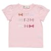 ベビー服 女の子 ベビーサイズ綿100％リボンモチーフフリル袖Tシャツ ピンク(02) 正面