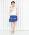 子供服 女の子 綿100％リボンプリントドット柄フリルつきTシャツ ブルー(61) モデル画像4