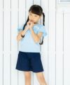 子供服 女の子 綿100％水玉ドット柄フリル＆リボンつきTシャツ ブルー(61) モデル画像3