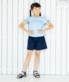 子供服 女の子 綿100％水玉ドット柄フリル＆リボンつきTシャツ ブルー(61) モデル画像4