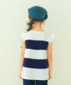子供服 女の子 綿100％ボーダー切替音符モチーフTシャツ ネイビー(06) モデル画像2