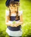 子供服 女の子 綿100％ボーダー切替音符モチーフTシャツ ネイビー(06) モデル画像3