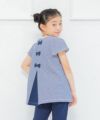 子供服 女の子 綿100％ボーダー柄バックリボンつきTシャツ ネイビー(06) モデル画像2