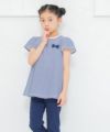 子供服 女の子 綿100％ボーダー柄バックリボンつきTシャツ ネイビー(06) モデル画像3