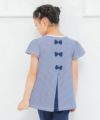 子供服 女の子 綿100％ボーダー柄バックリボンつきTシャツ ネイビー(06) モデル画像4