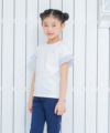 子供服 女の子 綿100％音符刺繍ストライプ柄フリルつきTシャツ オフホワイト(11) モデル画像4
