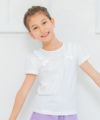 子供服 女の子 綿100％ラインストーンロゴTシャツ オフホワイト(11) モデル画像アップ