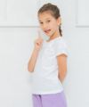子供服 女の子 綿100％ラインストーンロゴTシャツ オフホワイト(11) モデル画像4