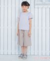 子供服 女の子 綿100％ラインストーンロゴTシャツ パープル(91) モデル画像全身