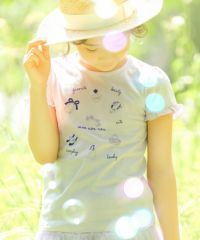 子供服 女の子 綿100％きらきらラメコスメプリントフリルつきTシャツ