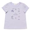 子供服 女の子 綿100％きらきらラメコスメプリントフリルつきTシャツ パープル(91) 正面