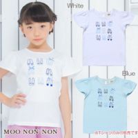 子供服 女の子 綿100％バレエシューズプリントTシャツ