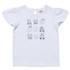 子供服 女の子 綿100％バレエシューズプリントTシャツ オフホワイト(11) 正面