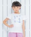 子供服 女の子 綿100％バレエシューズプリントTシャツ オフホワイト(11) モデル画像アップ