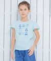 子供服 女の子 綿100％バレエシューズプリントTシャツ ブルー(61) モデル画像アップ