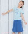 子供服 女の子 綿100％バレエシューズプリントTシャツ ブルー(61) モデル画像1