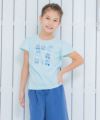 子供服 女の子 綿100％バレエシューズプリントTシャツ ブルー(61) モデル画像2