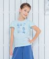 子供服 女の子 綿100％バレエシューズプリントTシャツ ブルー(61) モデル画像4
