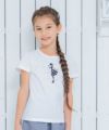 子供服 女の子 綿100％女の子＆ロゴプリントTシャツ オフホワイト(11) モデル画像2