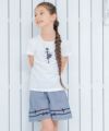 子供服 女の子 綿100％女の子＆ロゴプリントTシャツ オフホワイト(11) モデル画像3