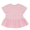 子供服 女の子 綿100％リボンつき異素材ギャザー切り替えTシャツ ピンク(02) 背面