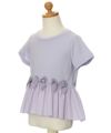 子供服 女の子 リボン付き異素材ギャザー切り替えTシャツ パープル(91) トルソー斜め