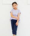 子供服 女の子 リボン付き異素材ギャザー切り替えTシャツ パープル(91) モデル画像4