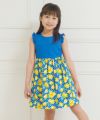 子供服 女の子 日本製綿100％レモンプリントワンピース ブルー(61) モデル画像アップ