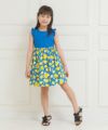 子供服 女の子 日本製綿100％レモンプリントワンピース ブルー(61) モデル画像全身