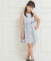 子供服 女の子 日本製綿100％花柄リボンつきワンピース パープル(91) モデル画像全身